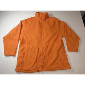 Y2K Orange Fleece Jacket Size Medium Zip Up Sostanza Contemporary Apparel Soft